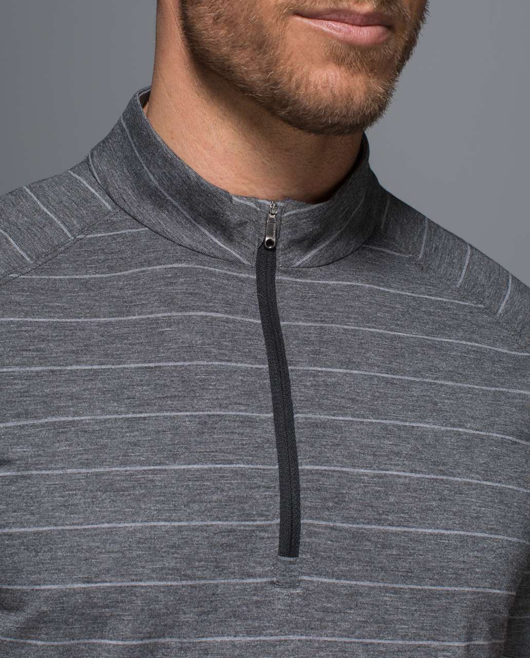 Lululemon Switchback 1/4 Zip - Lookout Stripe Heathered Black Heathered Slate