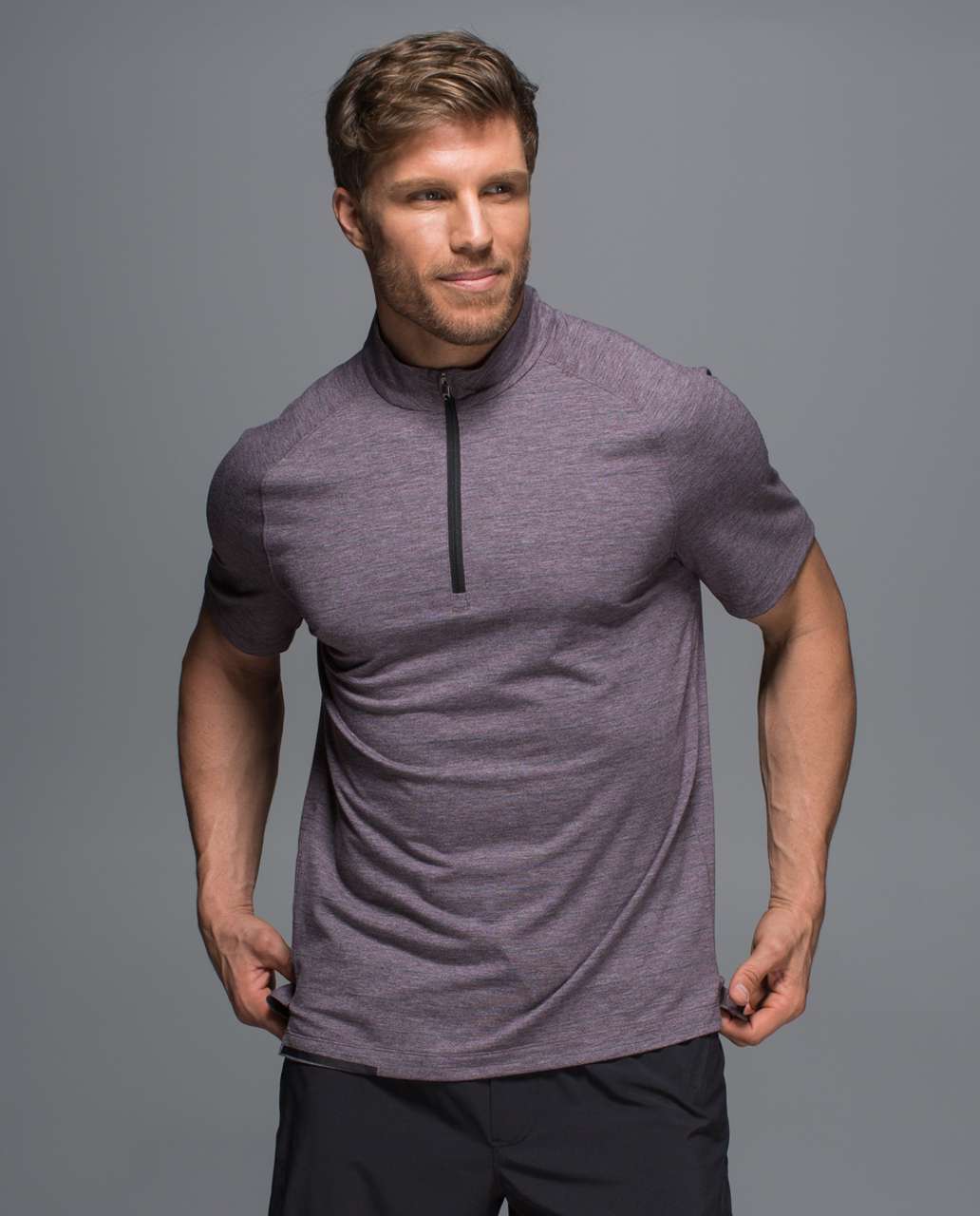 Lululemon Switchback 1/4 Zip - Lookout Stripe Heathered Black Cherry Heathered Black