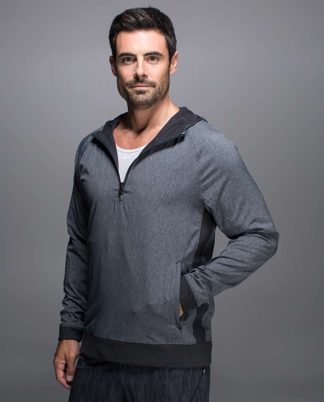 Lululemon Sundown To Sunup Pullover - Heathered Black / Heathered Texture Printed Coal Black