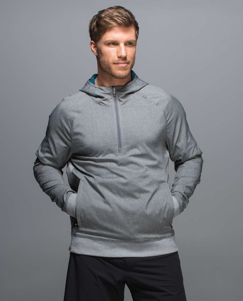 Lululemon Sundown To Sunup Pullover - Heathered Slate / Tennis Pinstripe Tofino Teal White