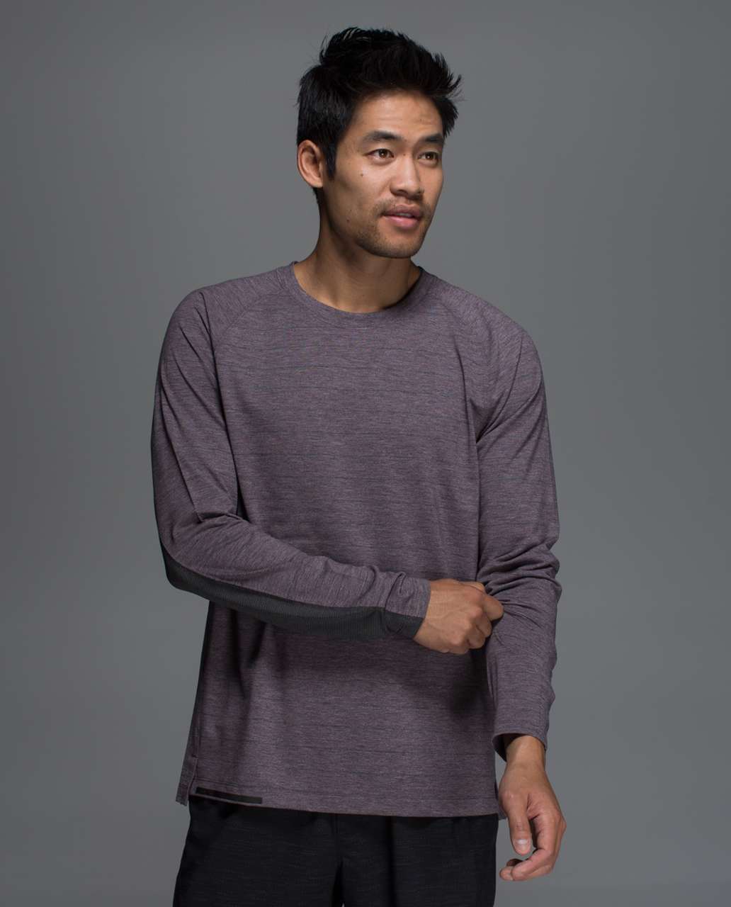 Lululemon Switchback Long Sleeve - Lookout Stripe Heathered Black Cherry Heathered Black