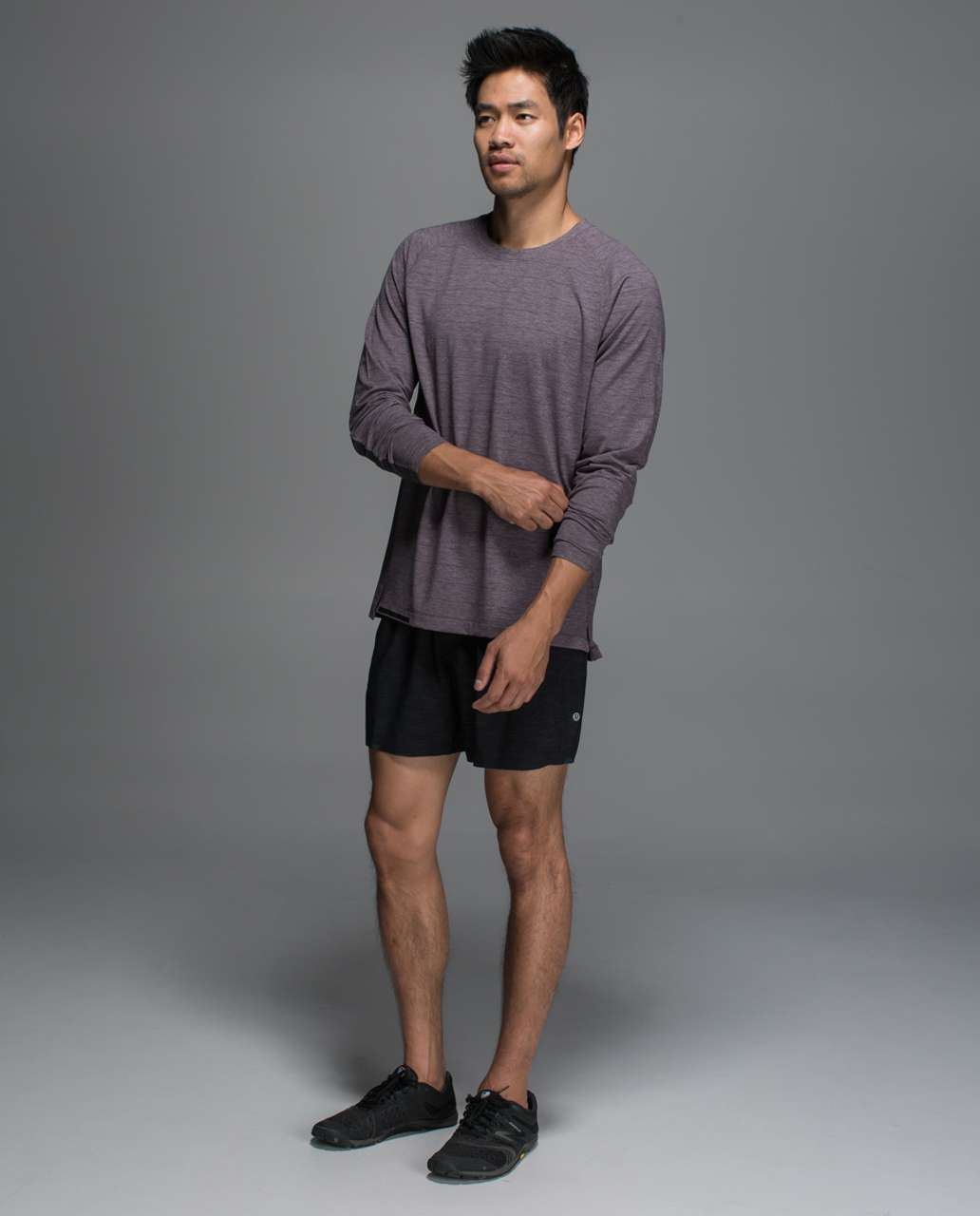 Lululemon Switchback Long Sleeve - Lookout Stripe Heathered Black Cherry Heathered Black