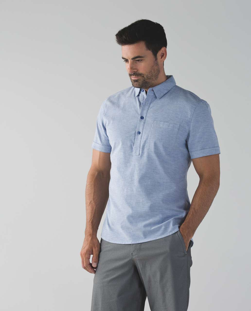 Lululemon Oxbridge Short Sleeve Popover *Qwick Oxford - Harbor Blue