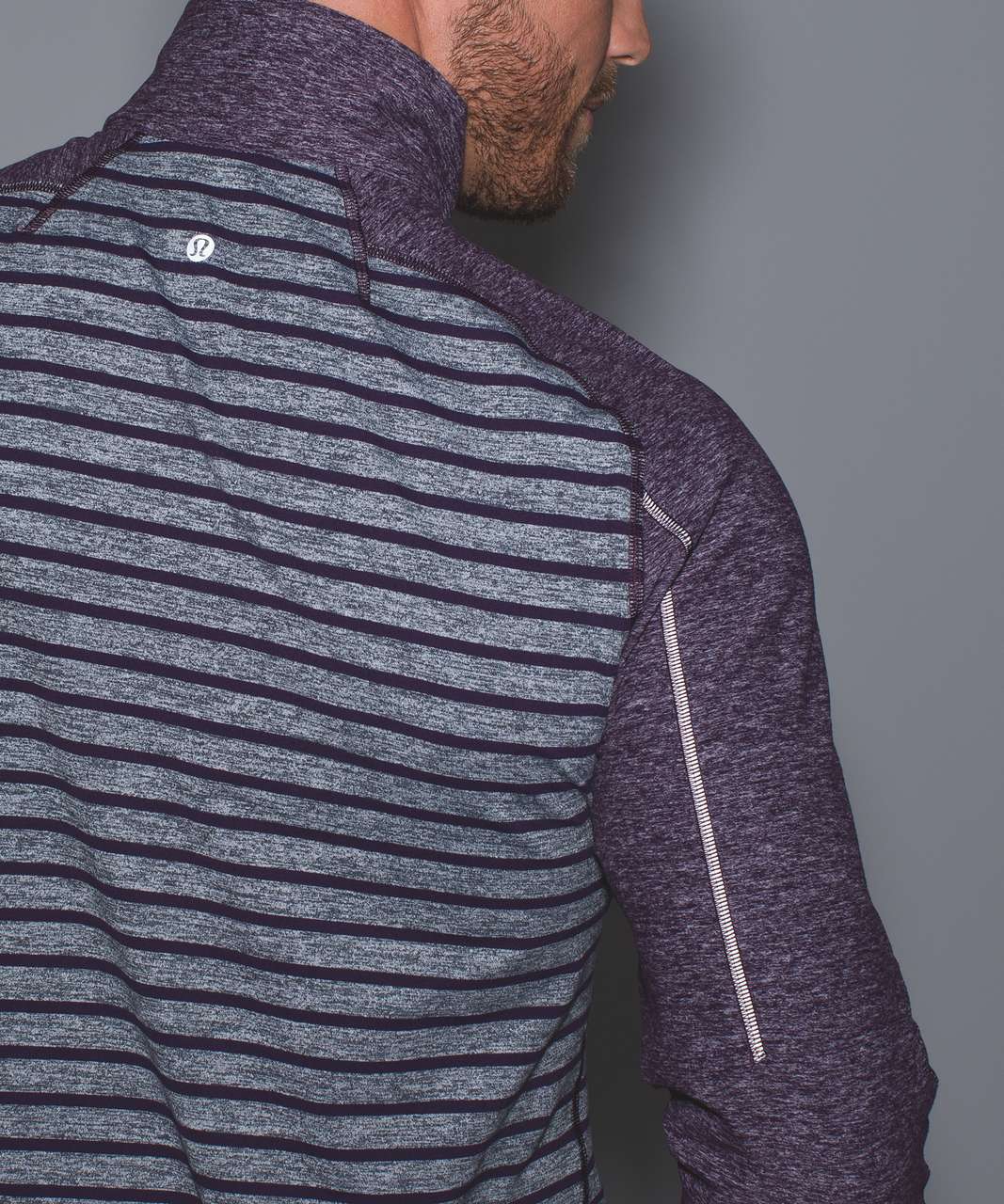 Lululemon Surge Warm 1/2 Zip - Yachtie Stripe Heathered Dark Slate Deep Zinfandel / Heathered Deep Zinfandel