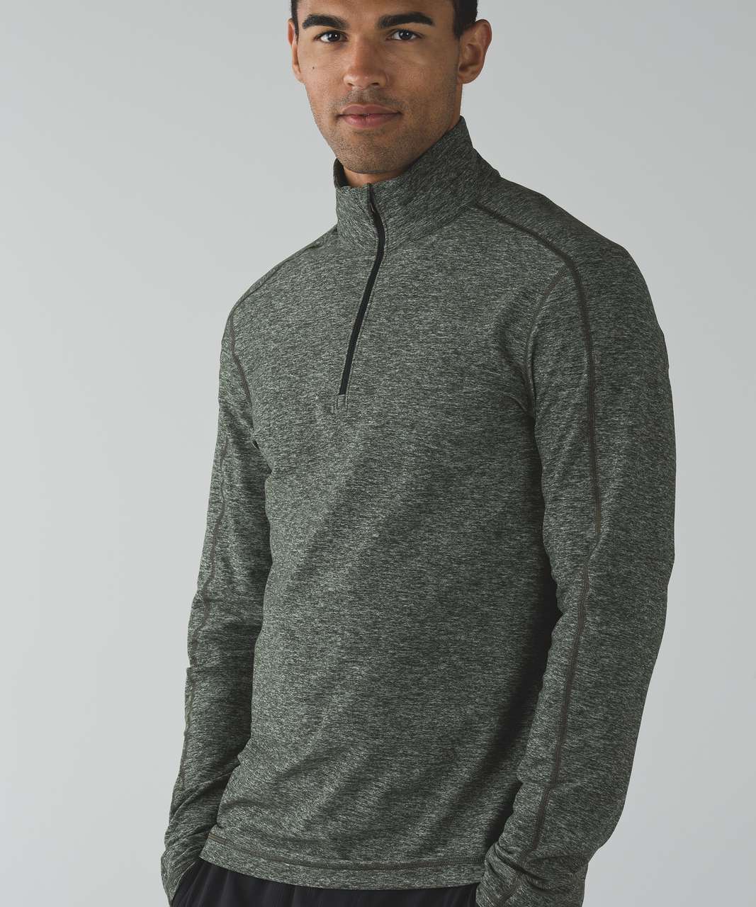 Lululemon Surge Warm 1/2 Zip - Heathered Gator Green