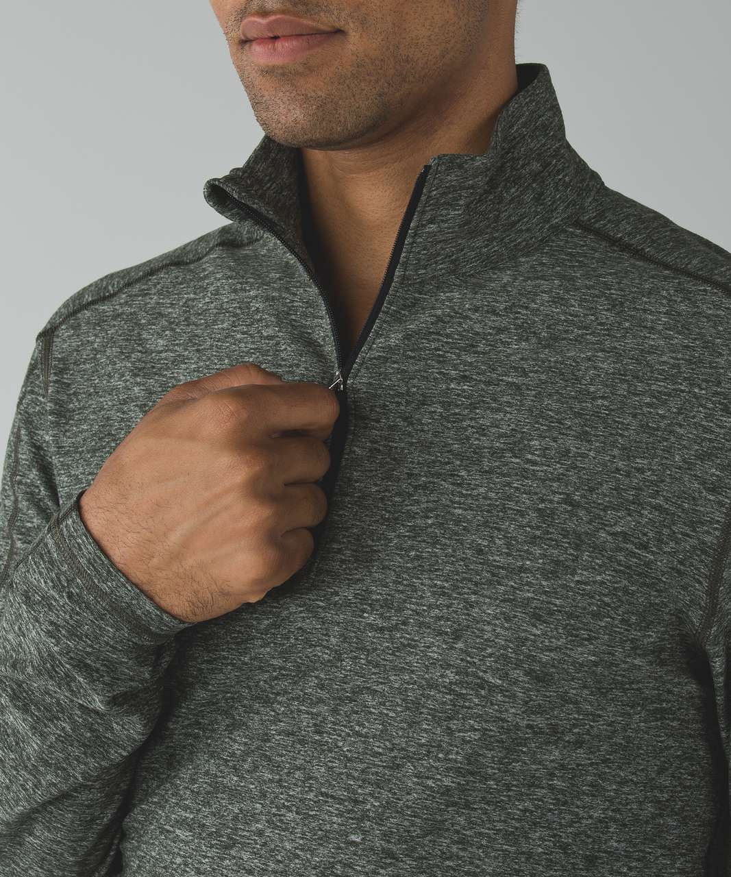 Lululemon Surge Warm 1/2 Zip - Heathered Gator Green