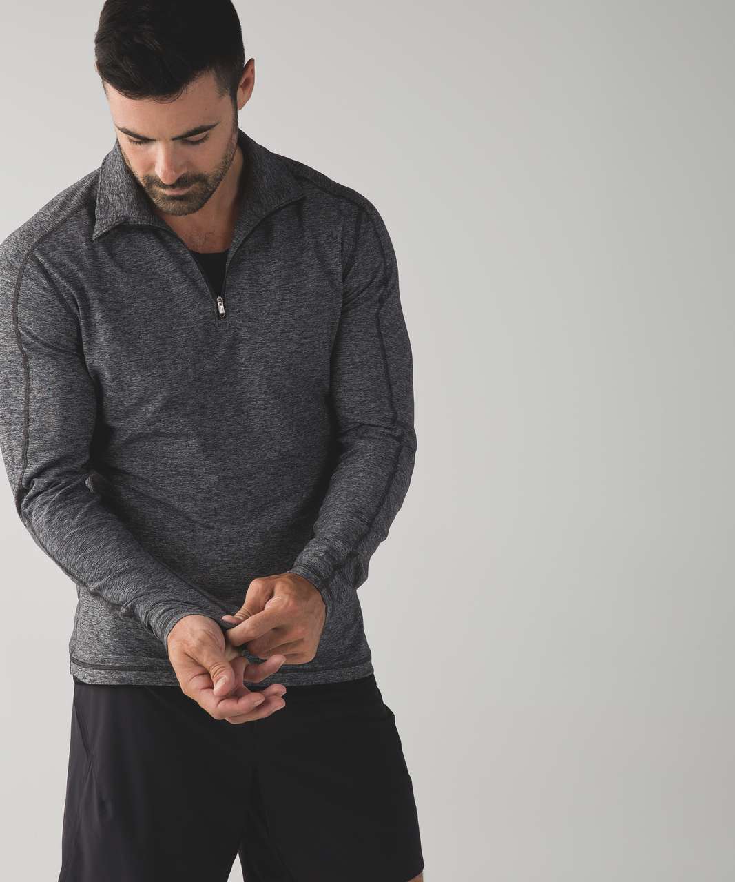 Lululemon Surge Half Zip - Heathered Black - lulu fanatics