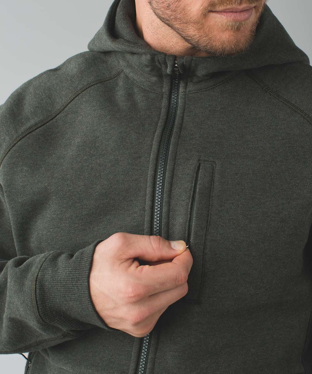 Lululemon Mens Sweater Medium Green Heather Full Zip Best Coast Hoodie  Pockets