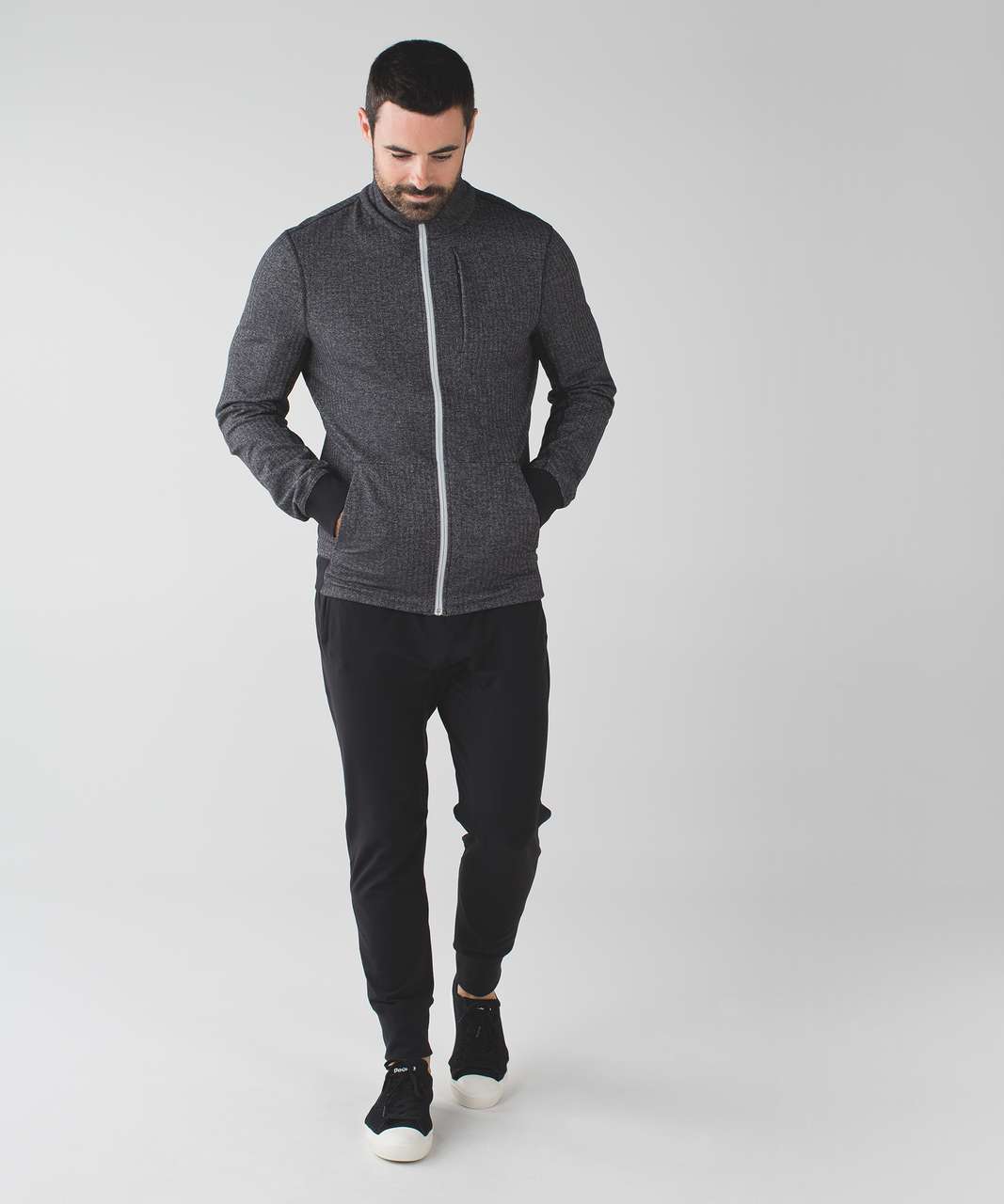 Lululemon PrePost Jacket - Heathered Herringbone Heathered Black Black