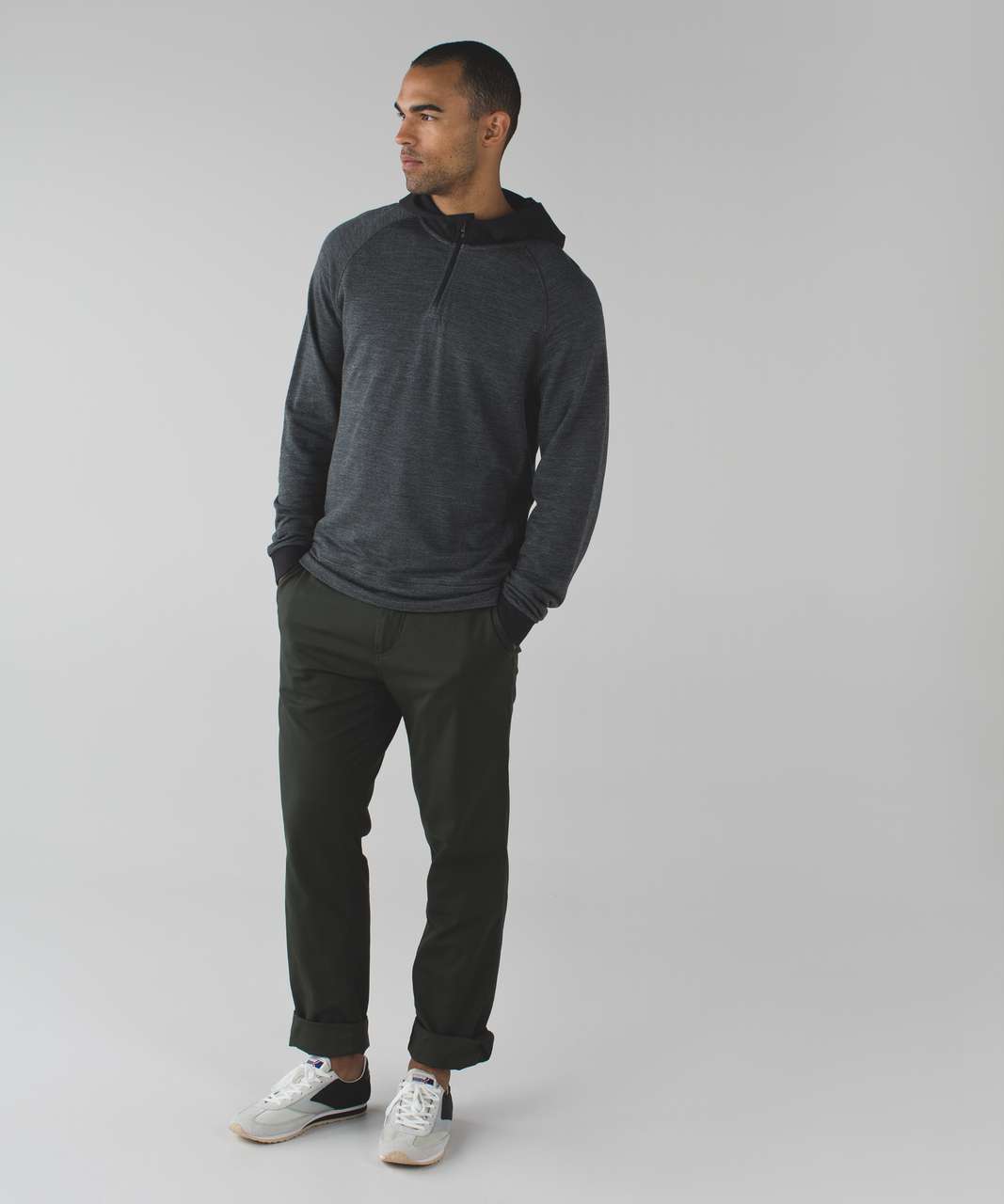 Lululemon Arrival 1/4 Zip - Heathered Black / Black