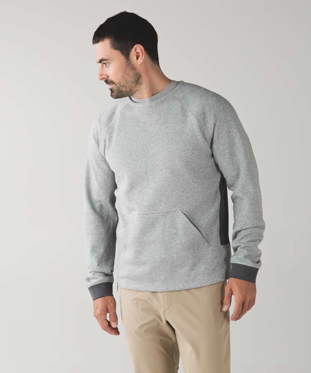 Lululemon Chamber Long Sleeve *Fleece - Heathered Medium Grey / Heathered Black