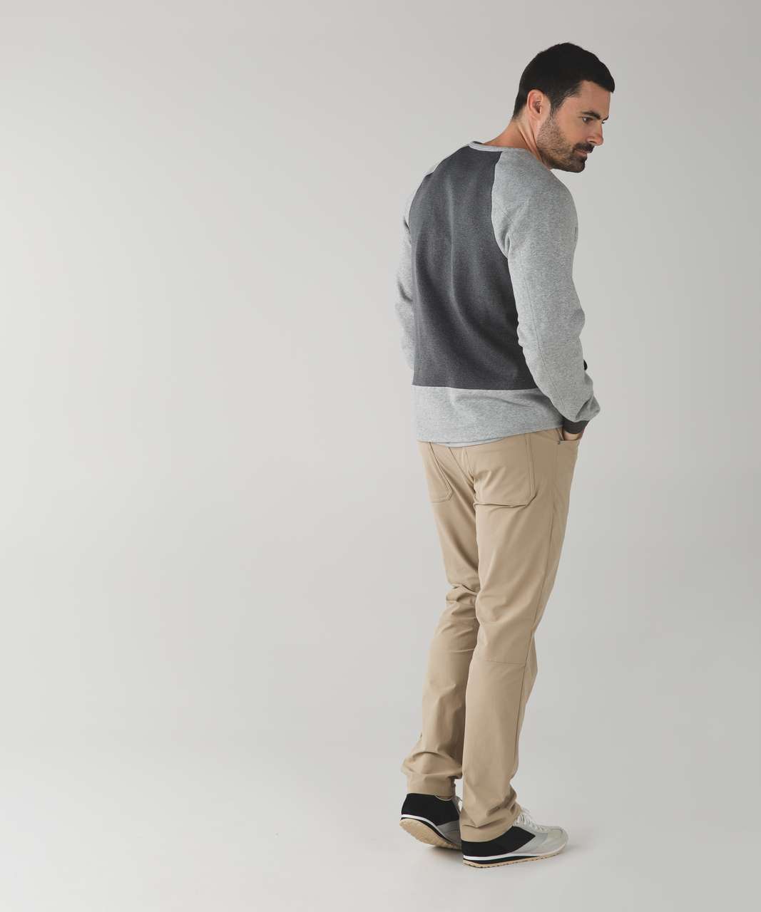 Lululemon Chamber Long Sleeve *Fleece - Heathered Medium Grey / Heathered Black