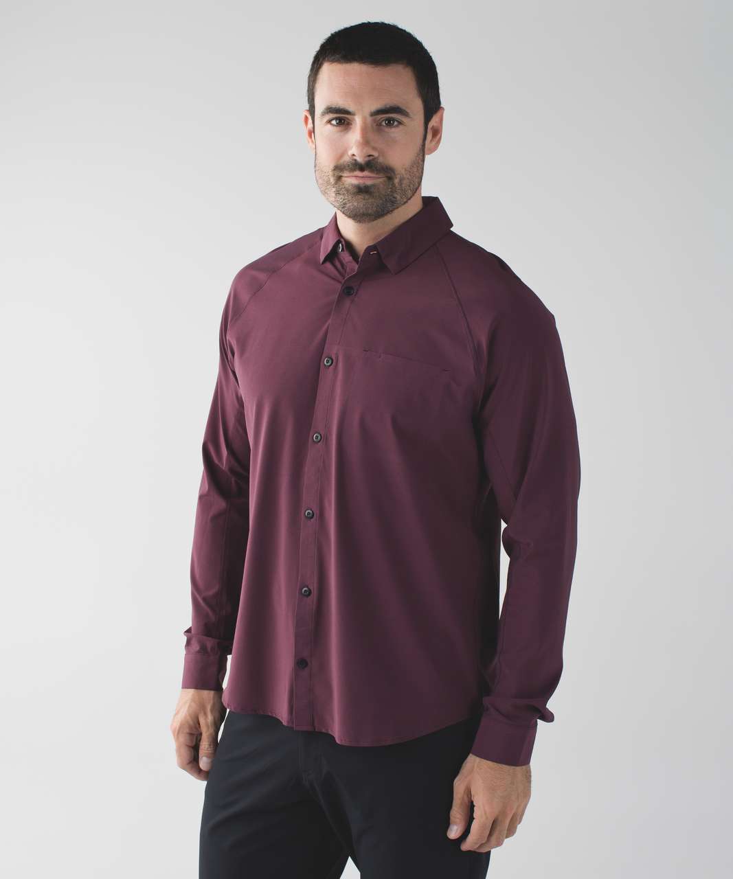 Lululemon Voyage Long Sleeve Buttondown - Wee Stripe Black Cherry Prep Red