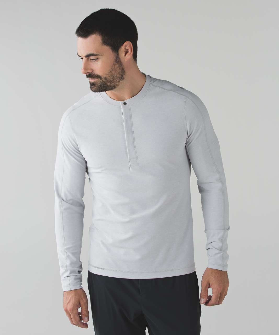 Lululemon Surge Long Sleeve Henley - Heathered Silver Spoon