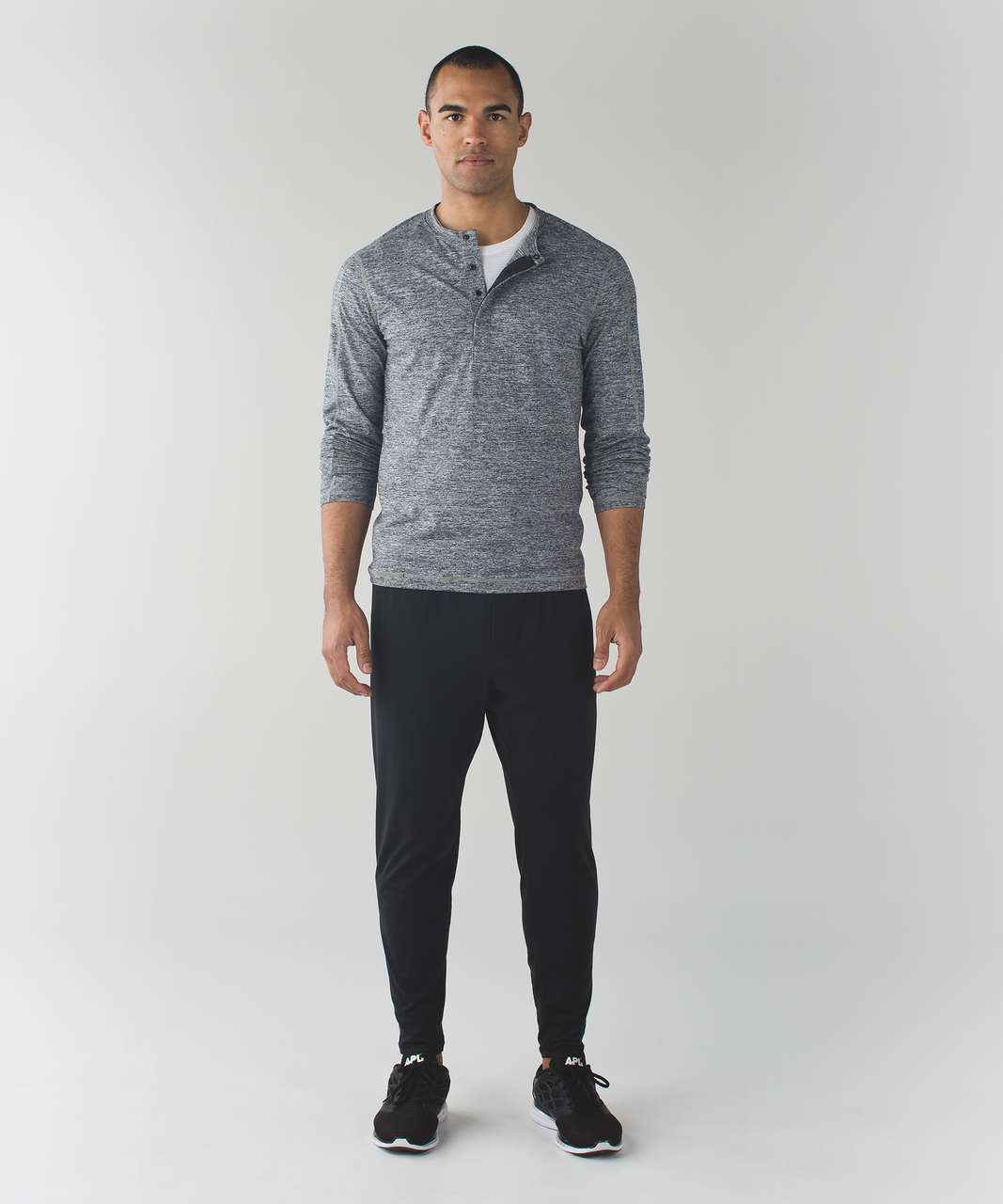 Lululemon Surge Long Sleeve Henley - Space Dye Camo Black Dark Slate