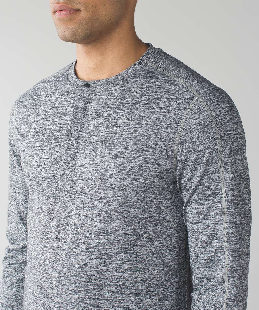 Lululemon Surge Long Sleeve Henley - Space Dye Camo Black Dark Slate