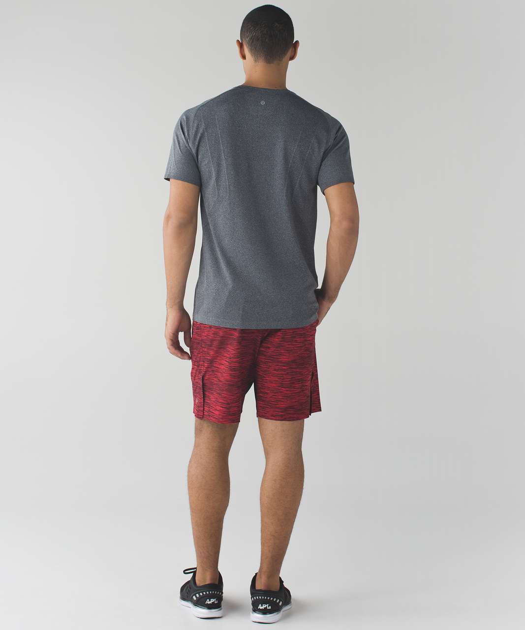 Lululemon Assert Short 9" - Tactic Static Lulu Red Black Cherry / Black