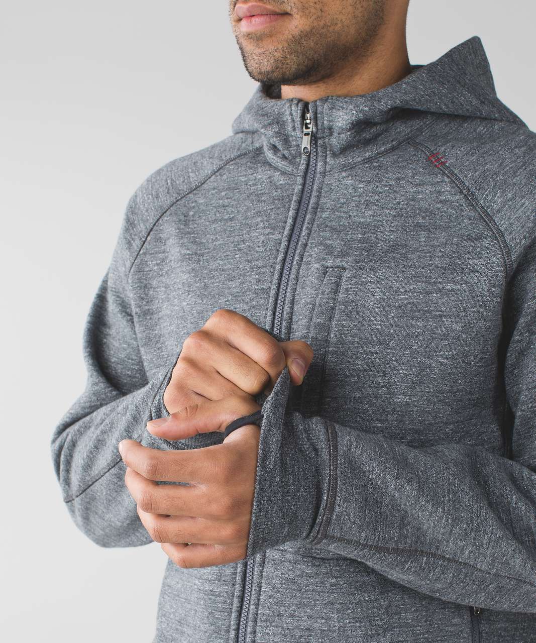 Lululemon Best Coast Hoodie - Heathered Snow Slub Coal / Lulu Red