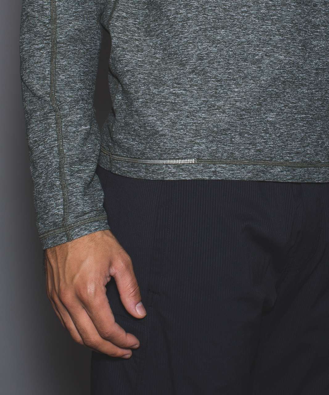 Lululemon Surge Long Sleeve Henley - Heathered Gator Green