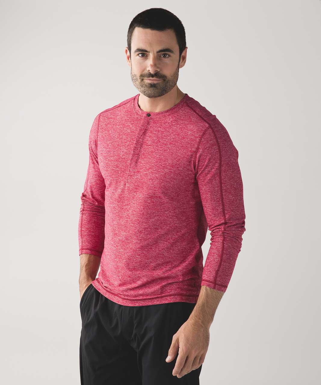 Lululemon Surge Long Sleeve Henley - Heathered Cranberry