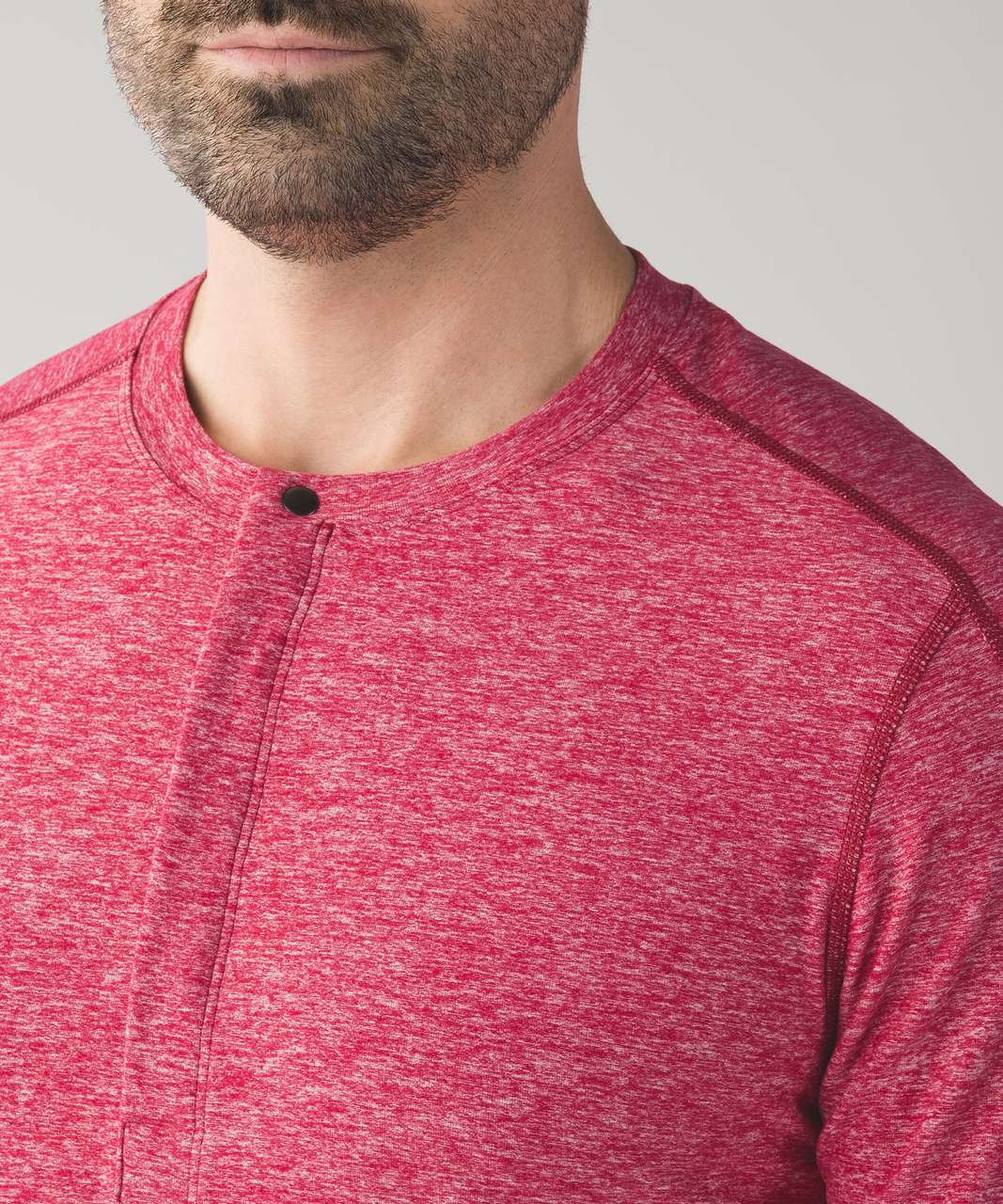 Lululemon Surge Long Sleeve Henley - Heathered Cranberry