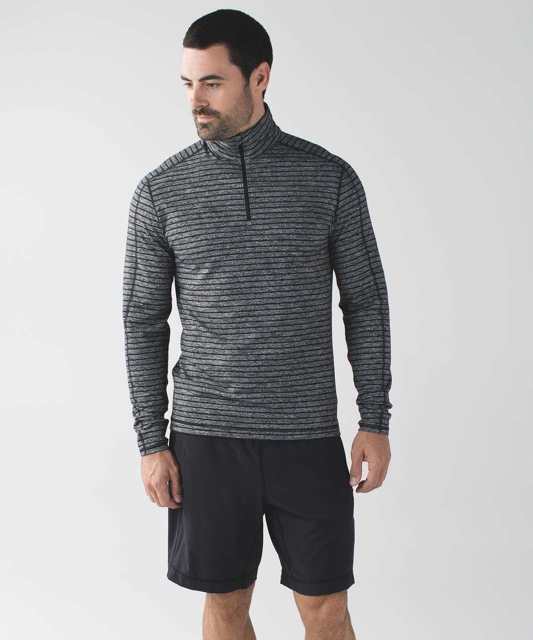 Lululemon Surge Warm 1/2 Zip - Raven Stripe Black Heathered Black