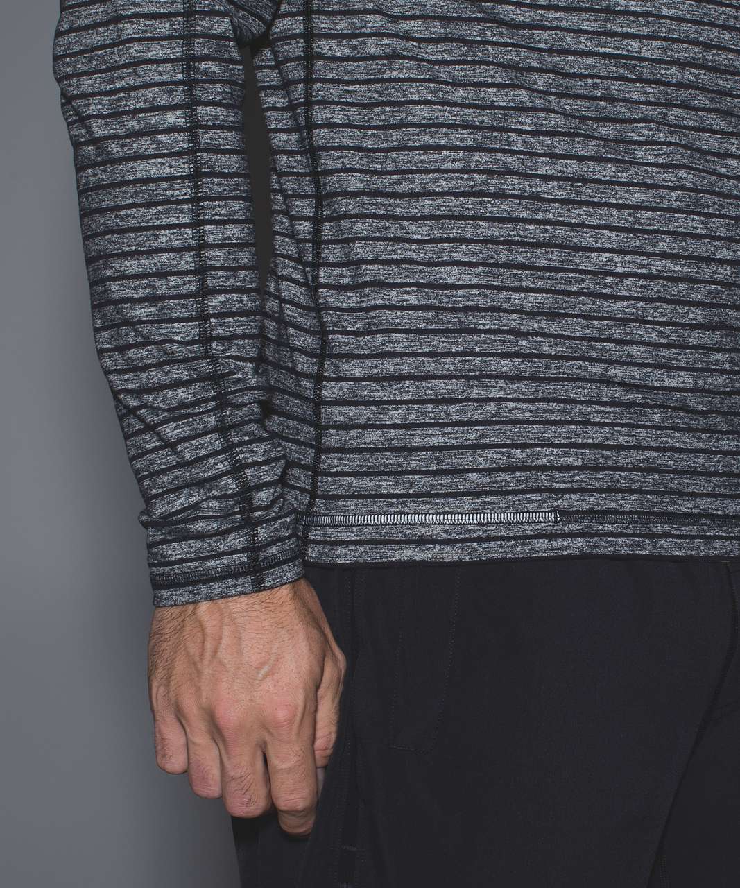 Lululemon Surge Warm 1/2 Zip - Raven Stripe Black Heathered Black