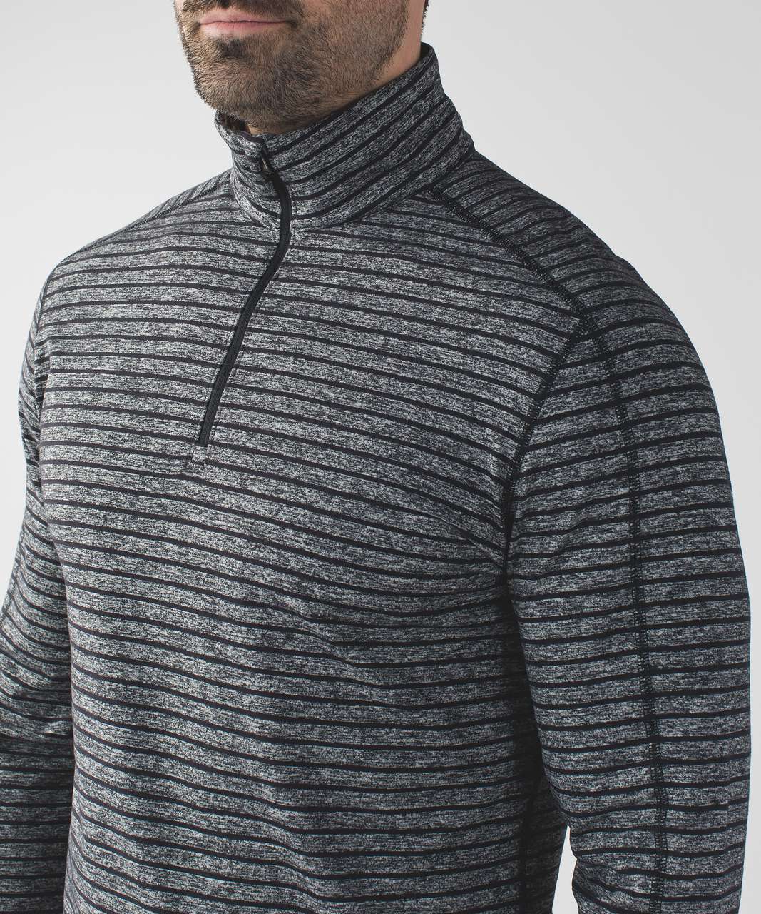 Lululemon Surge Warm 1/2 Zip - Raven Stripe Black Heathered Black