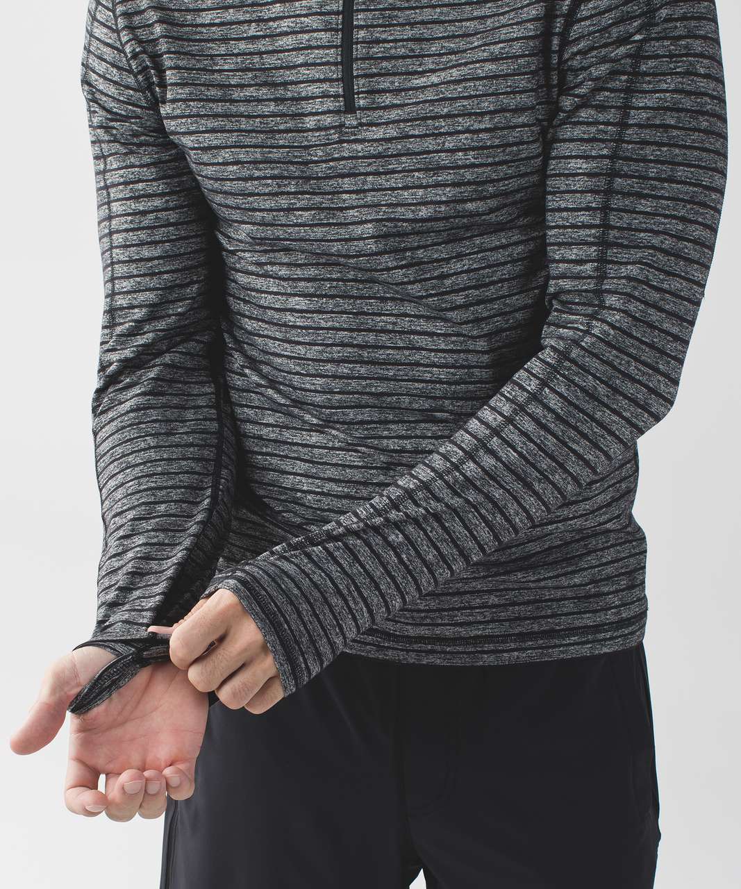 Lululemon Surge Warm 1/2 Zip - Raven Stripe Black Heathered Black