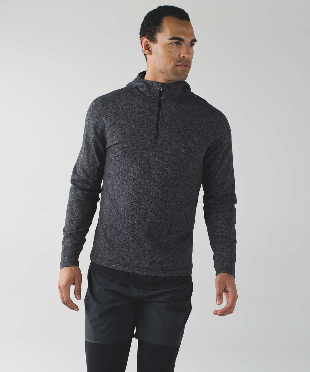 Lululemon Surge Warm Hoodie - Heathered Herringbone Black Heathered Black - lulu  fanatics