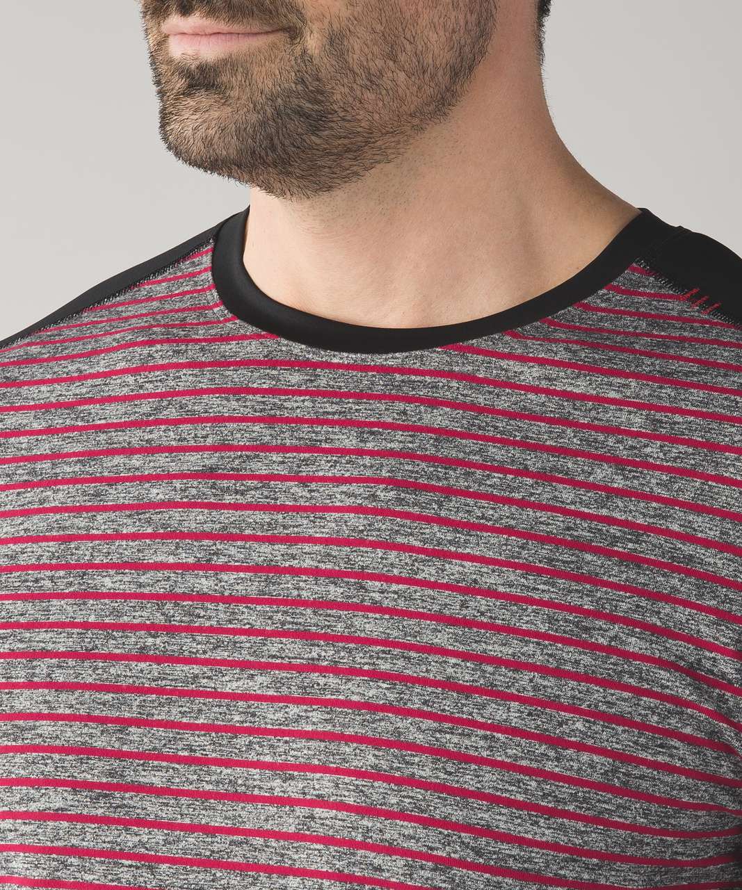 Lululemon Surge Warm Crew - Raven Stripe Cranberry Heathered Black