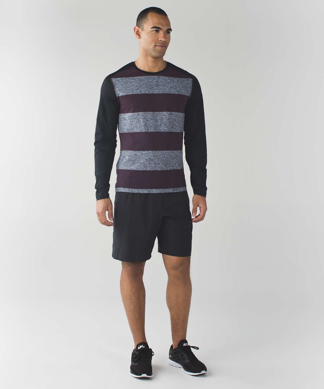 Lululemon Surge Warm Crew - Bold Stripe Black Cherry Heathered Deep Navy