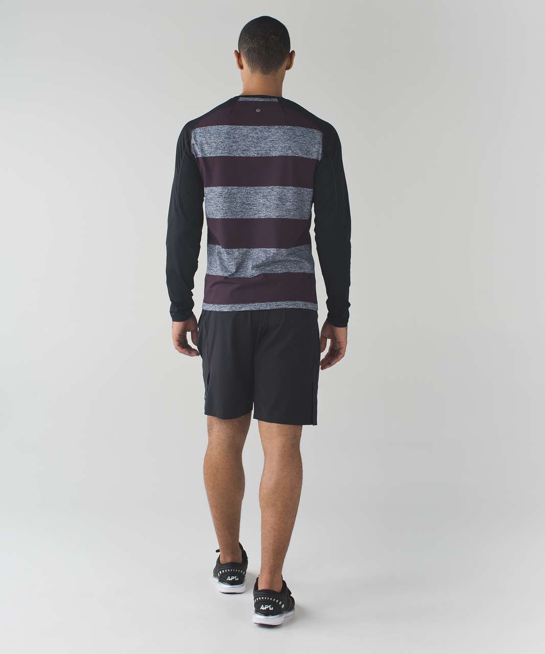 Lululemon Surge Warm Crew - Bold Stripe Black Cherry Heathered Deep Navy