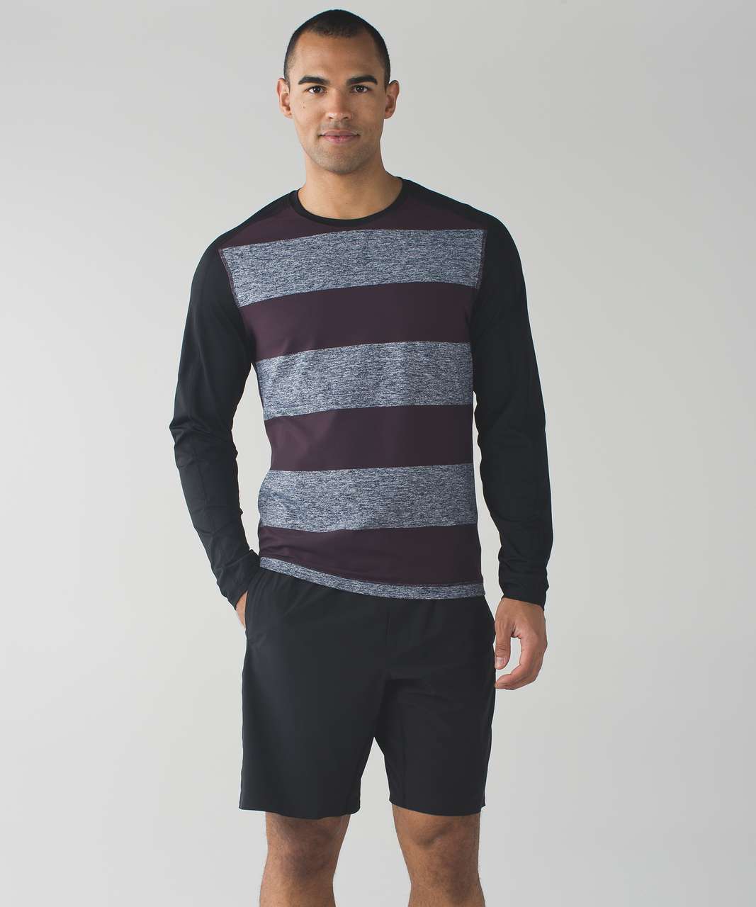 Lululemon Surge Warm Crew - Bold Stripe Black Cherry Heathered Deep Navy