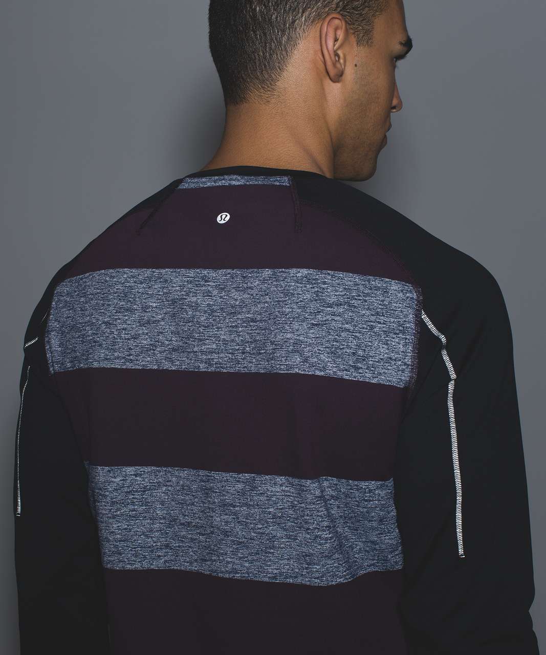 Lululemon Surge Warm Crew - Bold Stripe Black Cherry Heathered Deep Navy