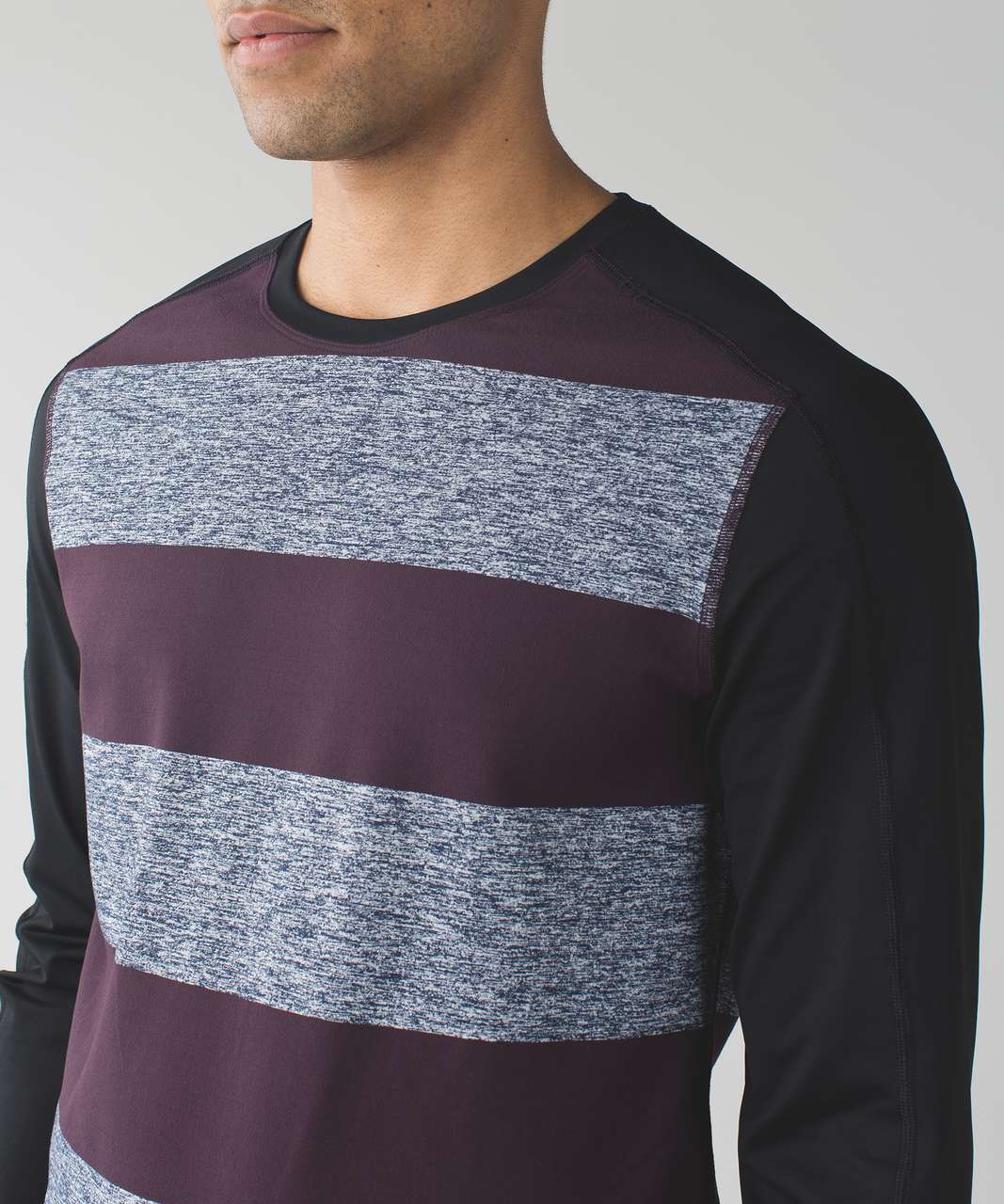 Lululemon Surge Warm Crew - Bold Stripe Black Cherry Heathered Deep Navy