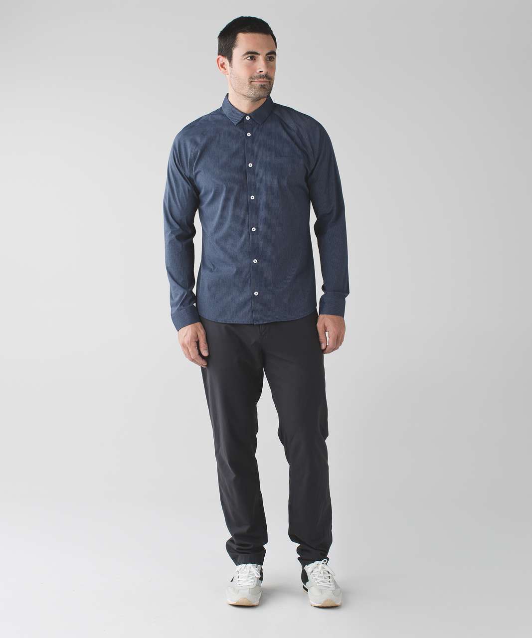 Lululemon Bonded Voyage Long Sleeve Button Down - Heathered Deep Navy