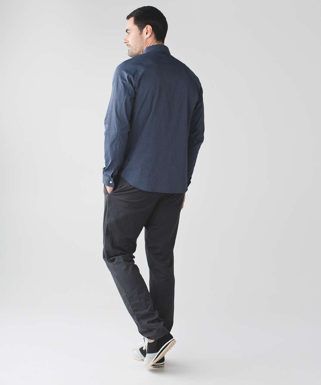 Lululemon Bonded Voyage Long Sleeve Button Down - Heathered Deep Navy