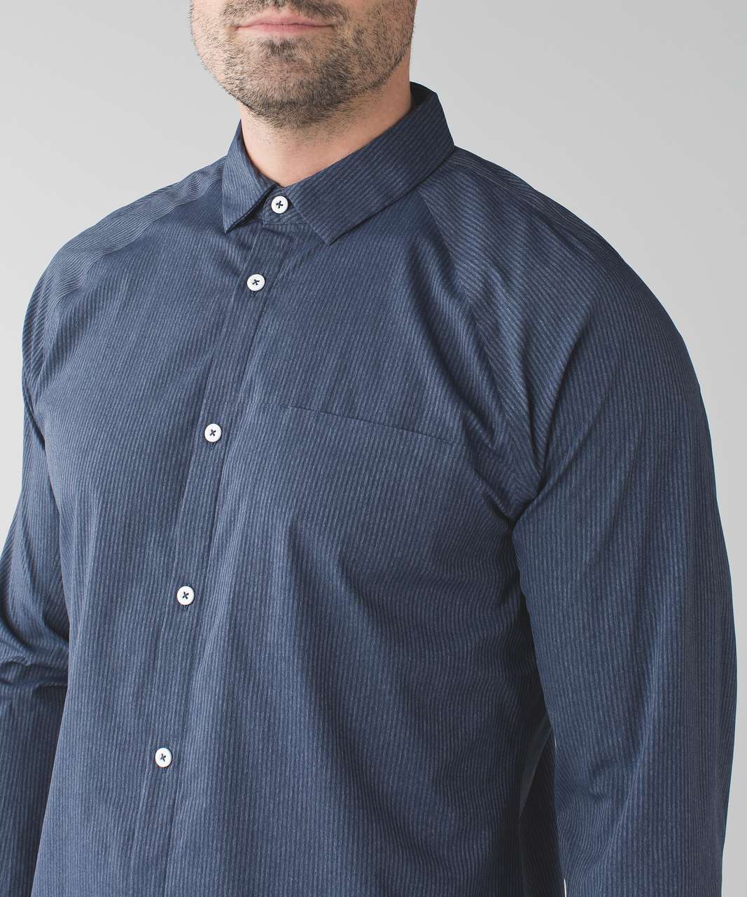 Lululemon Bonded Voyage Long Sleeve Button Down - Heathered Deep Navy