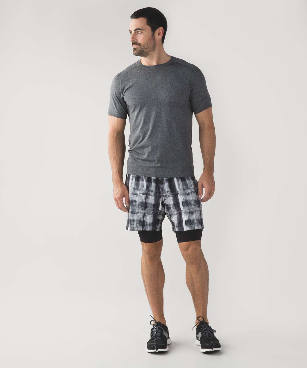 Lululemon Repetition Short - Father Plaid White Black / Black