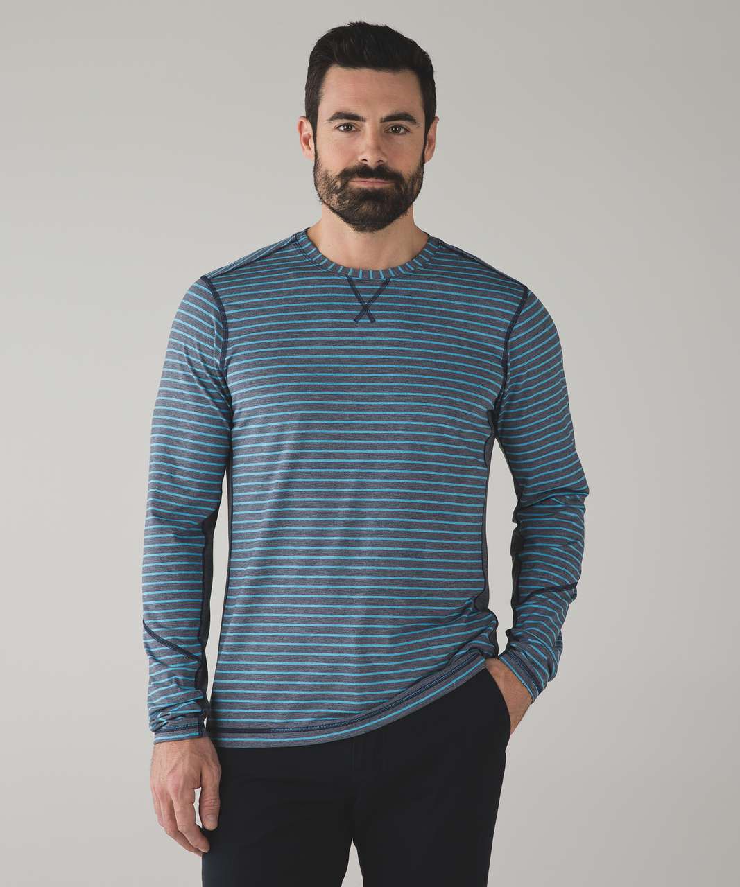 Lululemon T.H.E. Long Sleeve - Raven Stripe Heathered Kayak Blue Heathered Deep Navy / Heathered Classic Navy