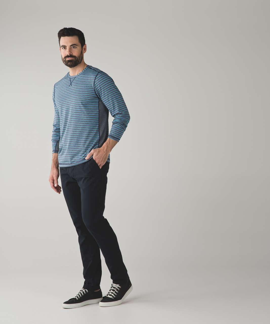 Lululemon T.H.E. Long Sleeve - Raven Stripe Heathered Kayak Blue Heathered Deep Navy / Heathered Classic Navy