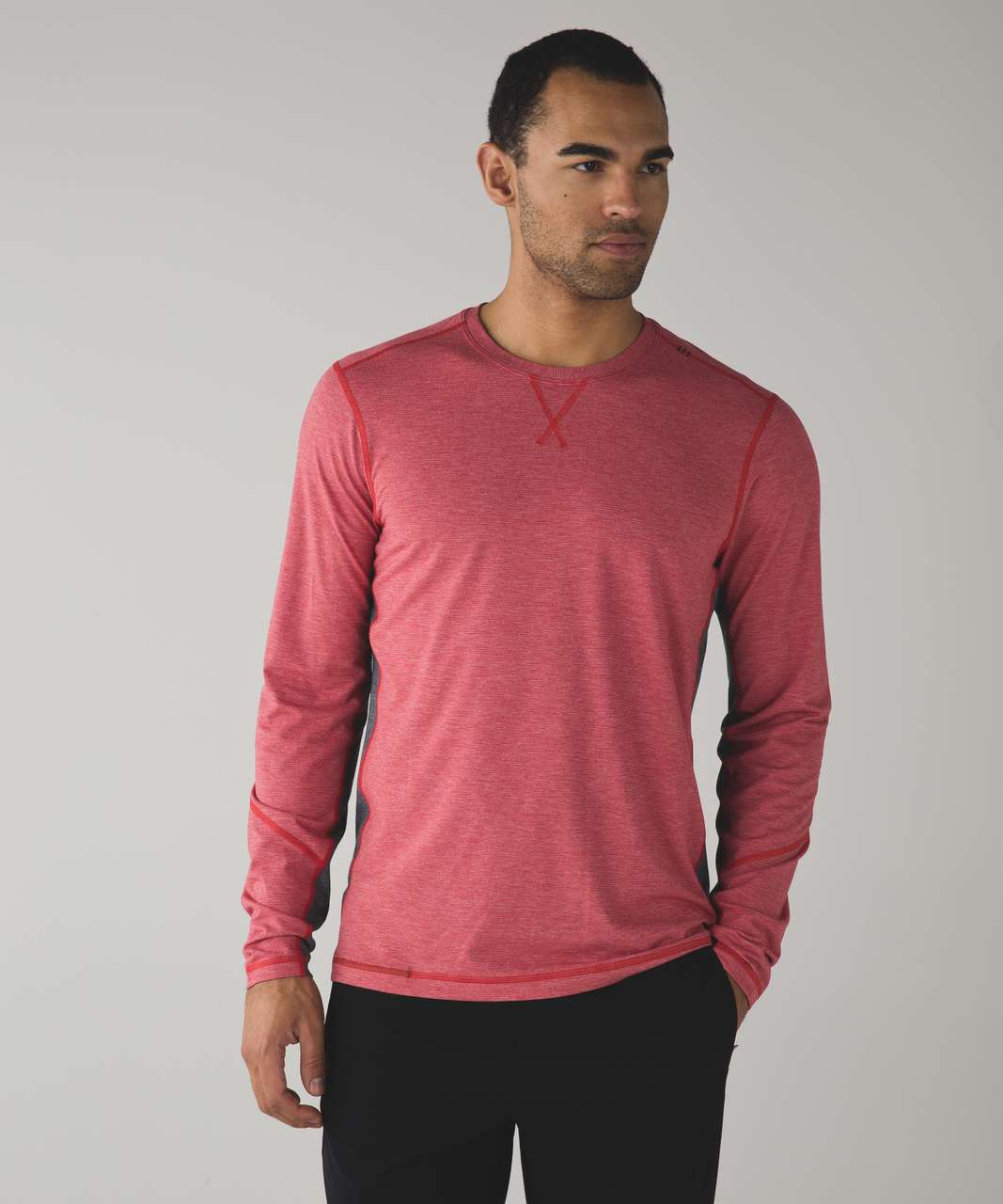 Lululemon T.H.E. Long Sleeve - Wee Stripe Heathered Lulu Red Heathered Cranberry / Heathered Classic Navy