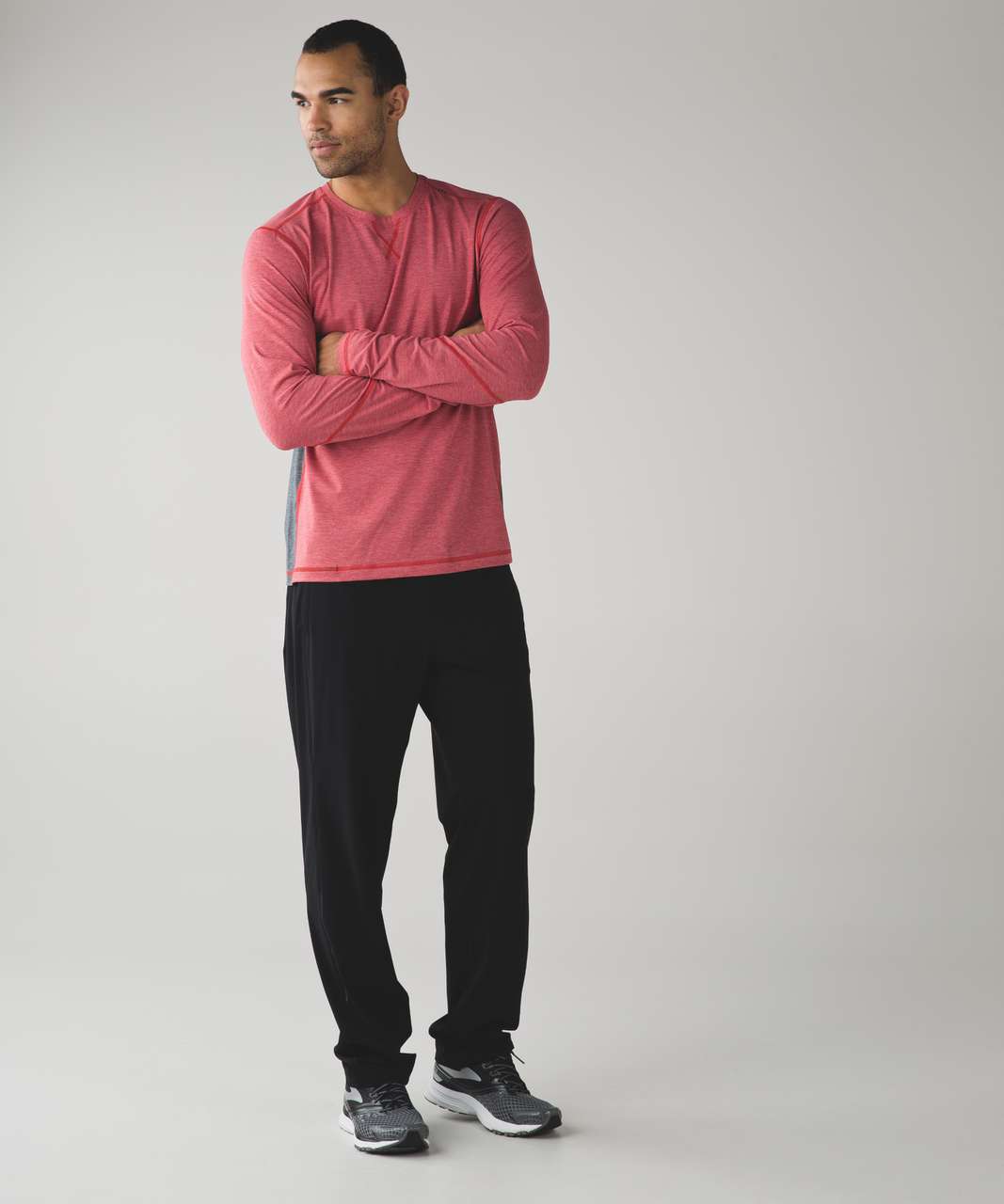 Lululemon T.H.E. Long Sleeve - Wee Stripe Heathered Lulu Red Heathered Cranberry / Heathered Classic Navy