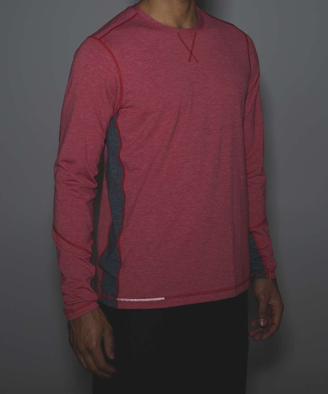 Lululemon T.H.E. Long Sleeve - Wee Stripe Heathered Lulu Red Heathered Cranberry / Heathered Classic Navy