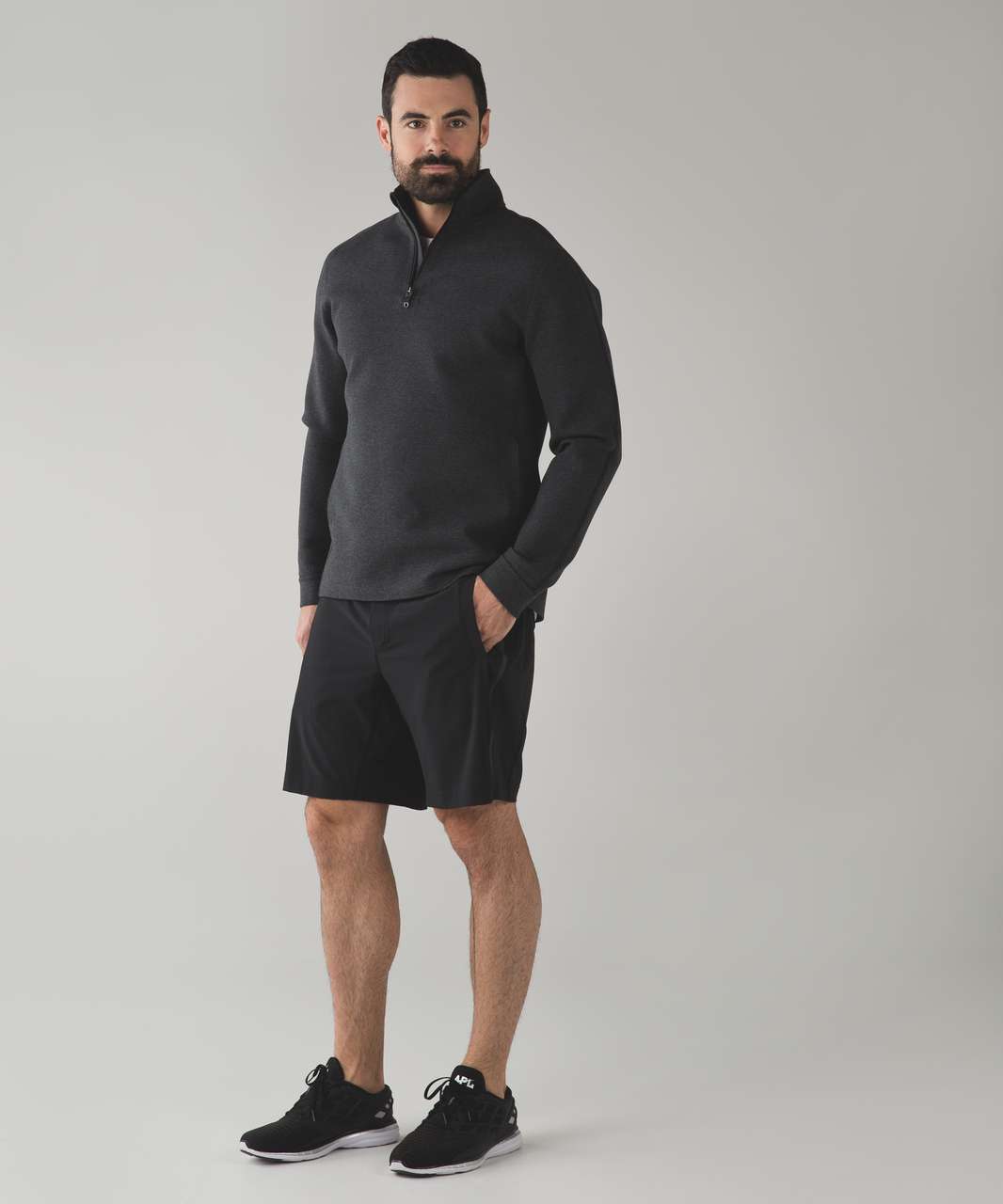 Lululemon Chamber Long Sleeve 1/2 Zip - Heathered Black