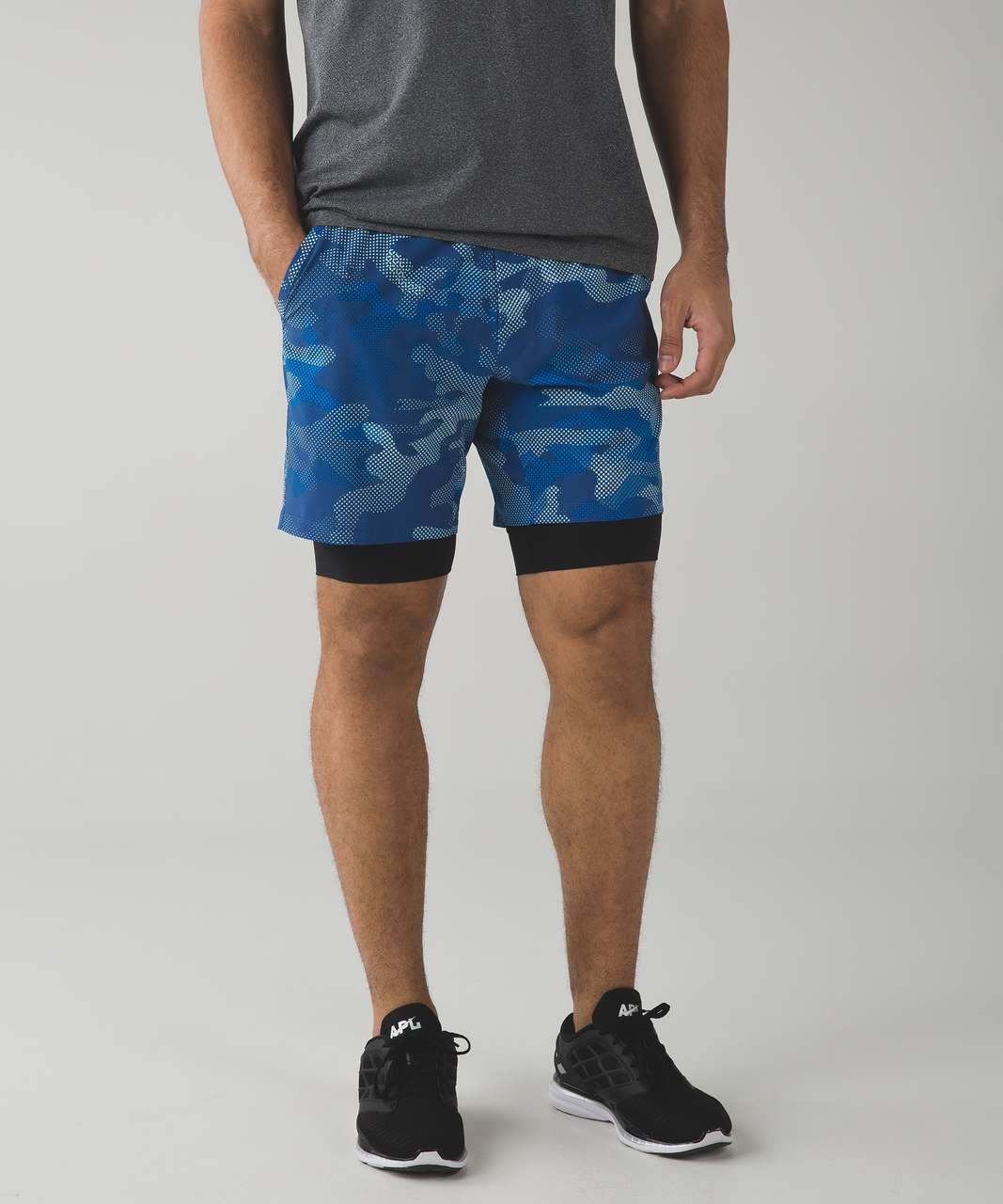 Lululemon Repetition Short - Big Pebble Camo Dark Cobalt Sea Mist / Black