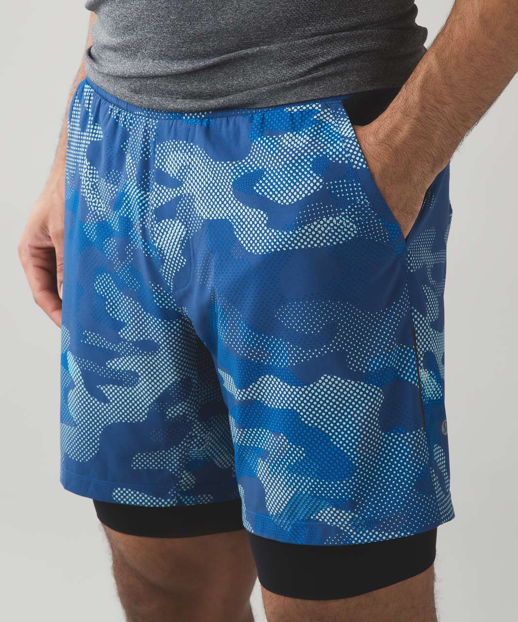 Lululemon Repetition Short - Big Pebble Camo Dark Cobalt Sea Mist / Black