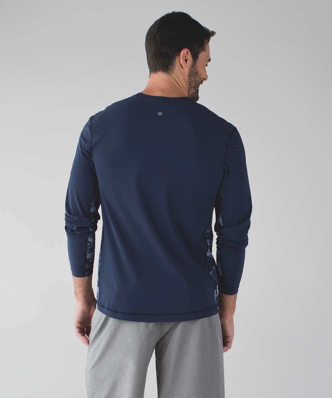 Lululemon Block Out Long Sleeve - Deep Navy / Small Pebble Camo White Deep Navy