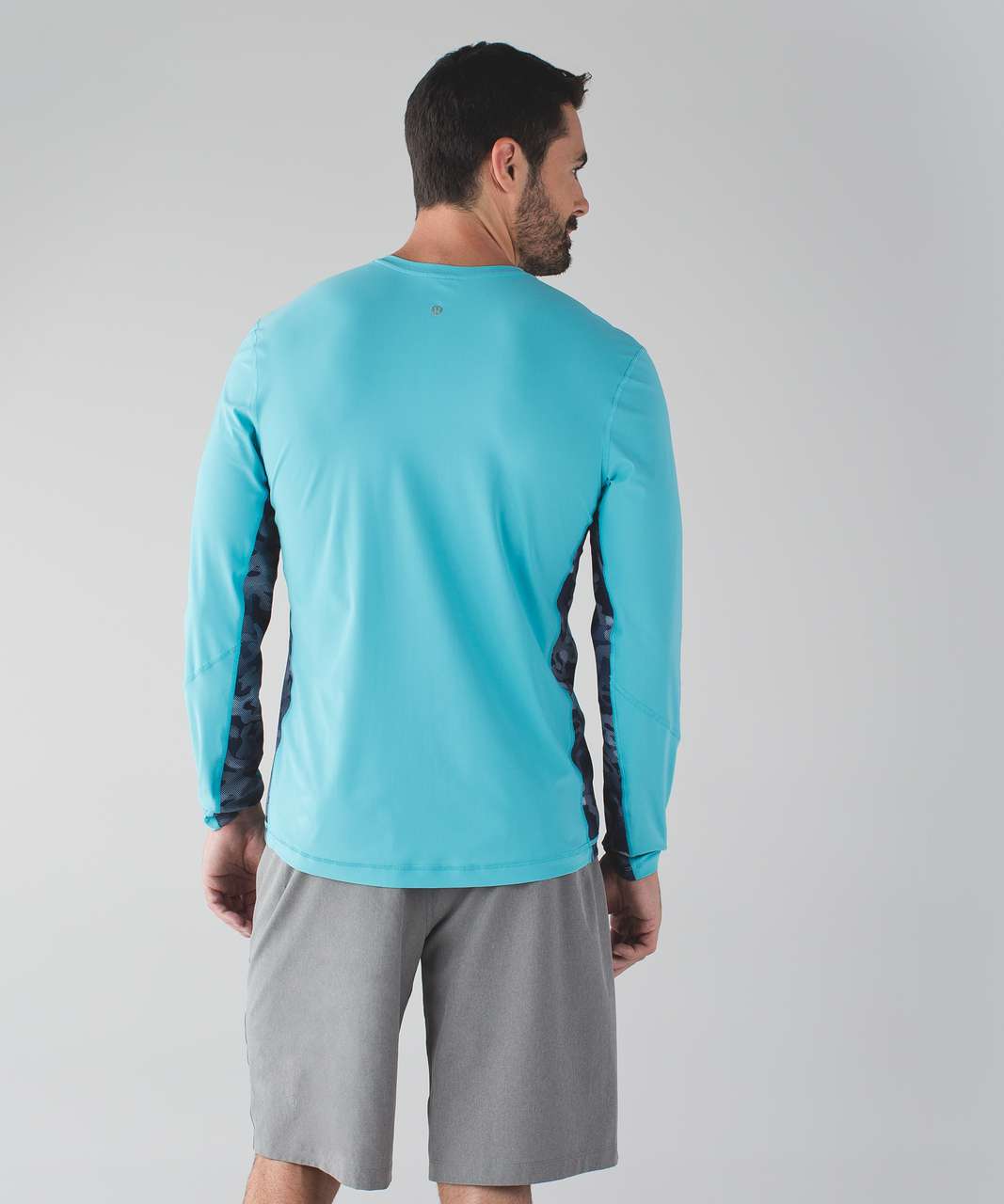 Lululemon Block Out Long Sleeve - Bondi Blue / Small Pebble Camo White Deep Navy